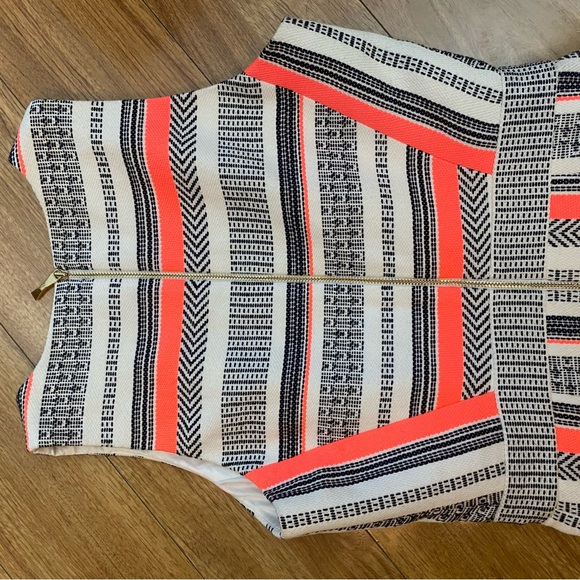 Kate Spade Ribbon Jacquard -blackwhite neon Aline midi dress size 0 - Picture 6 of 7